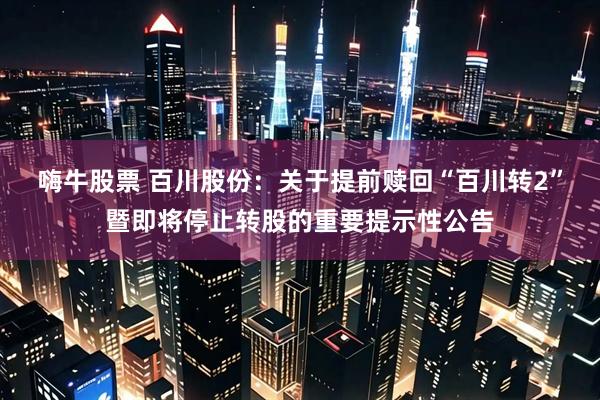 嗨牛股票 百川股份:关于提前赎回“百川转2”暨即将停止转股的重要提示性公告